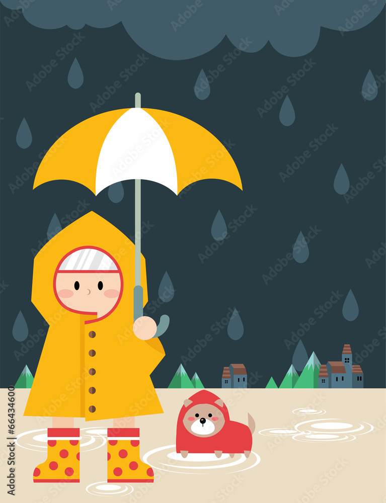 Obraz premium Little boy in raincoat A