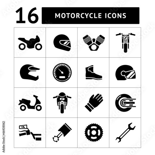 Set icons of motorcycle