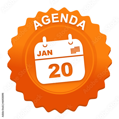agenda sur bouton web denté orange