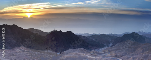 Panoramic view on the Gulf of Aqaba from hills of Eilat