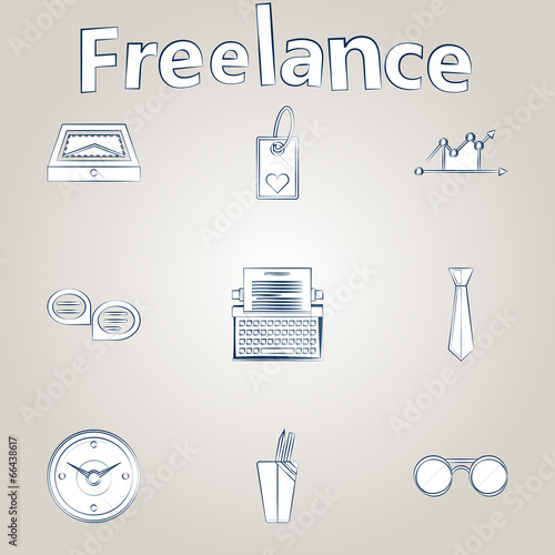 Sketch vector icons for freelance and business