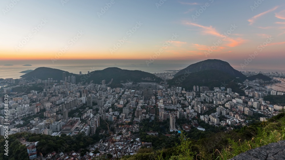 Rio Cityscape Time Lapse Sunrise Panning Rio Cityscape Time Lapse Sunrise Panning