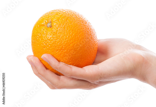 orange in a female hand