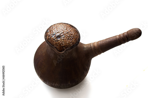 Canvas Print Turkish coffee pot (jezve) isolated on white background