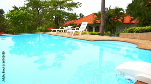 Private Swimming Pool Panorama in Tropical Thailand. photo