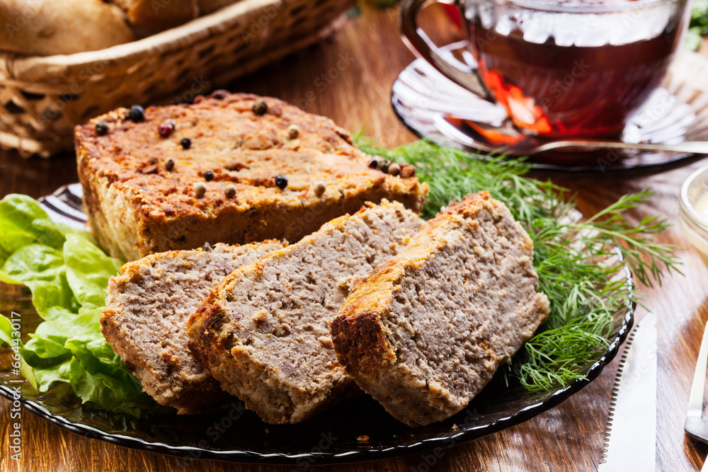 Traditional delicious meat pate with vegetables Traditional delicious meat pate with vegetables