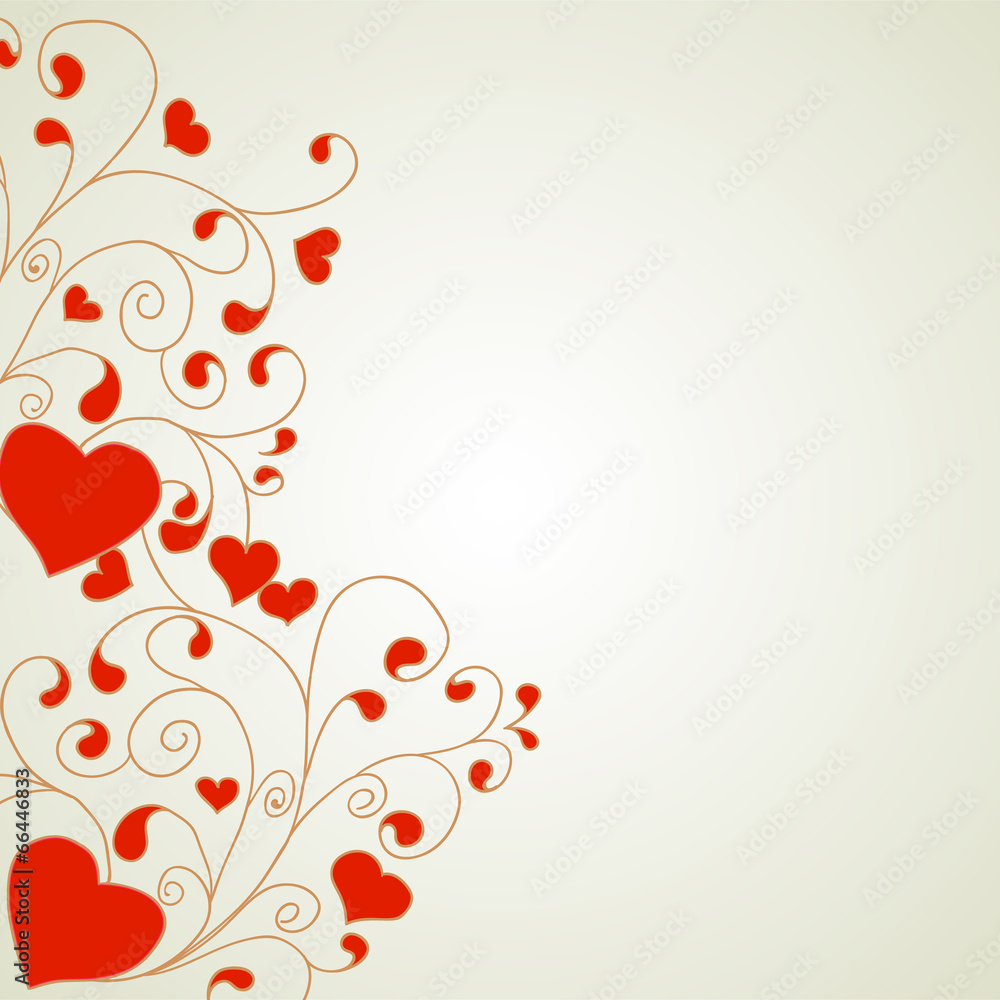 Heart with swirls and hearts ornament a light background Heart with swirls and hearts ornament a light background