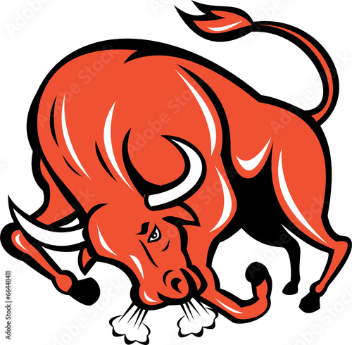 Angry Bull Charging Cartoon