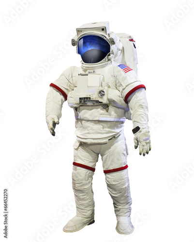 nasa astronaut pressure suit with galaxi space reflection on mas