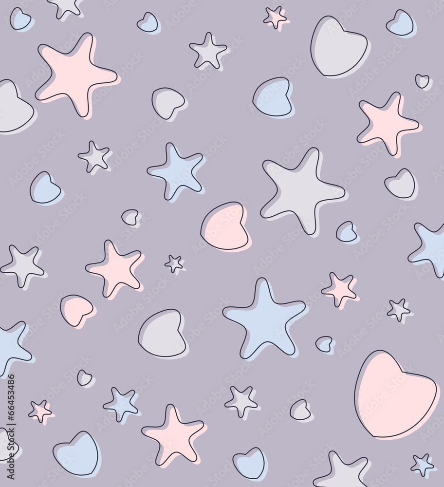 Cute pastel background with hearts and stars Cute pastel background with hearts and stars