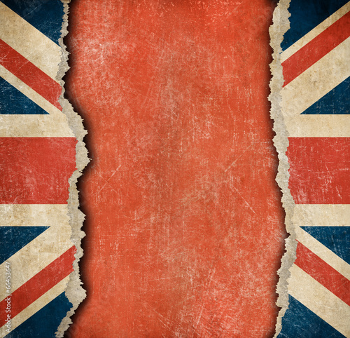 Grunge British flag on torn...