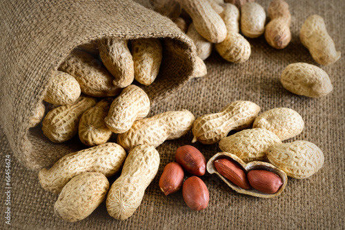 Peeled peanut on well peanuts