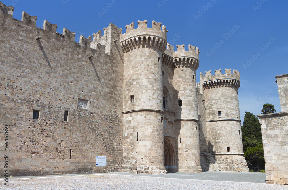 Castle of the knights at Rhodes island in Greece