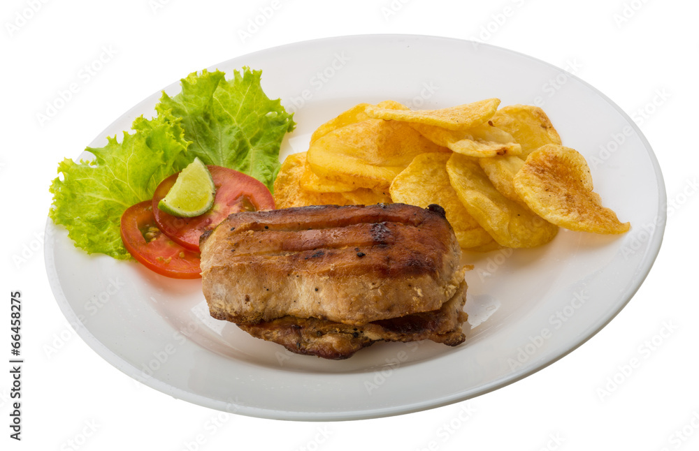 Grilled pork with potato Grilled pork with potato