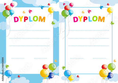 polish diploma for kids with balloons