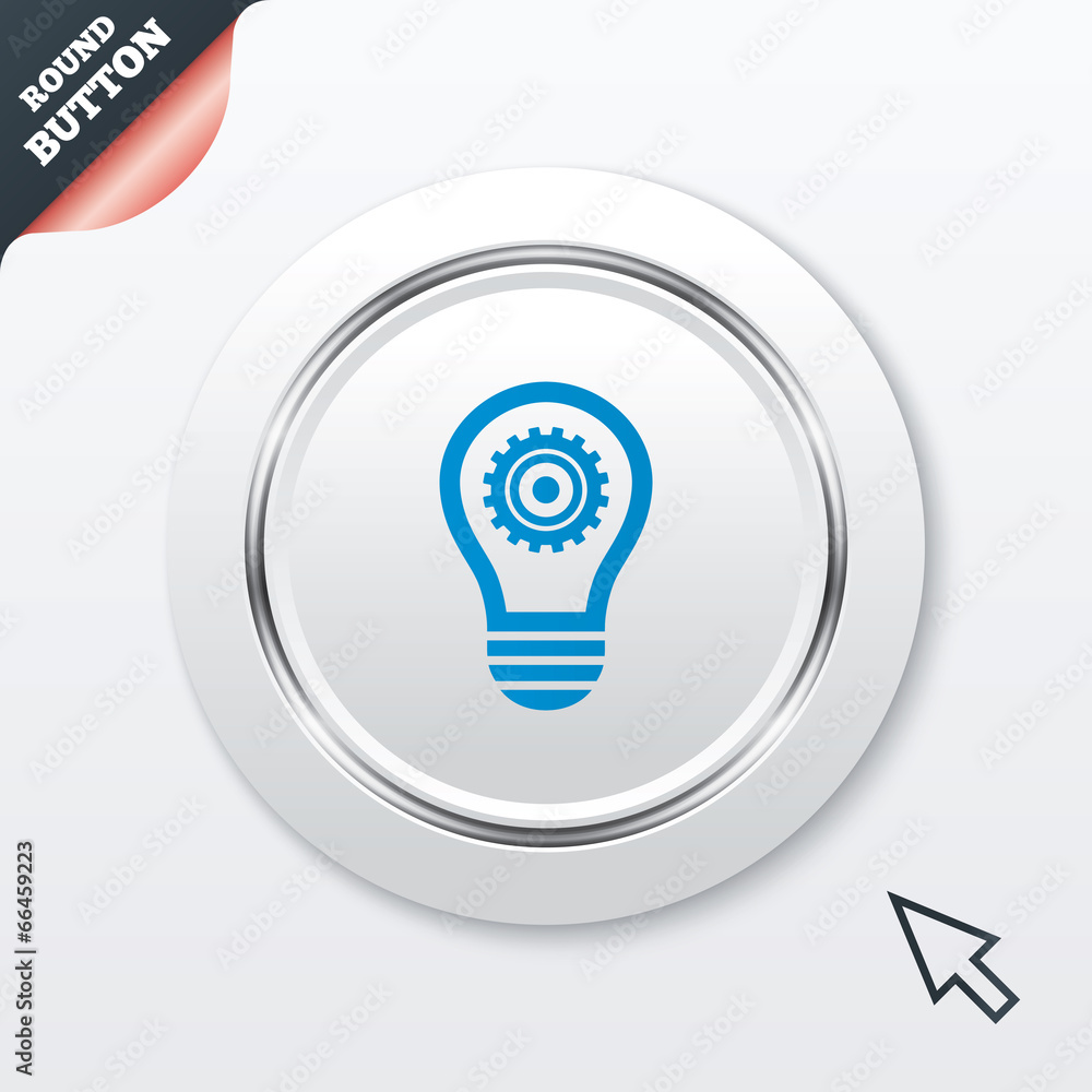 Light lamp sign icon. Bulb with gear symbol. Light lamp sign icon. Bulb with gear symbol.