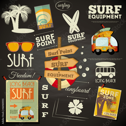 surfing poster Chalkboard Design