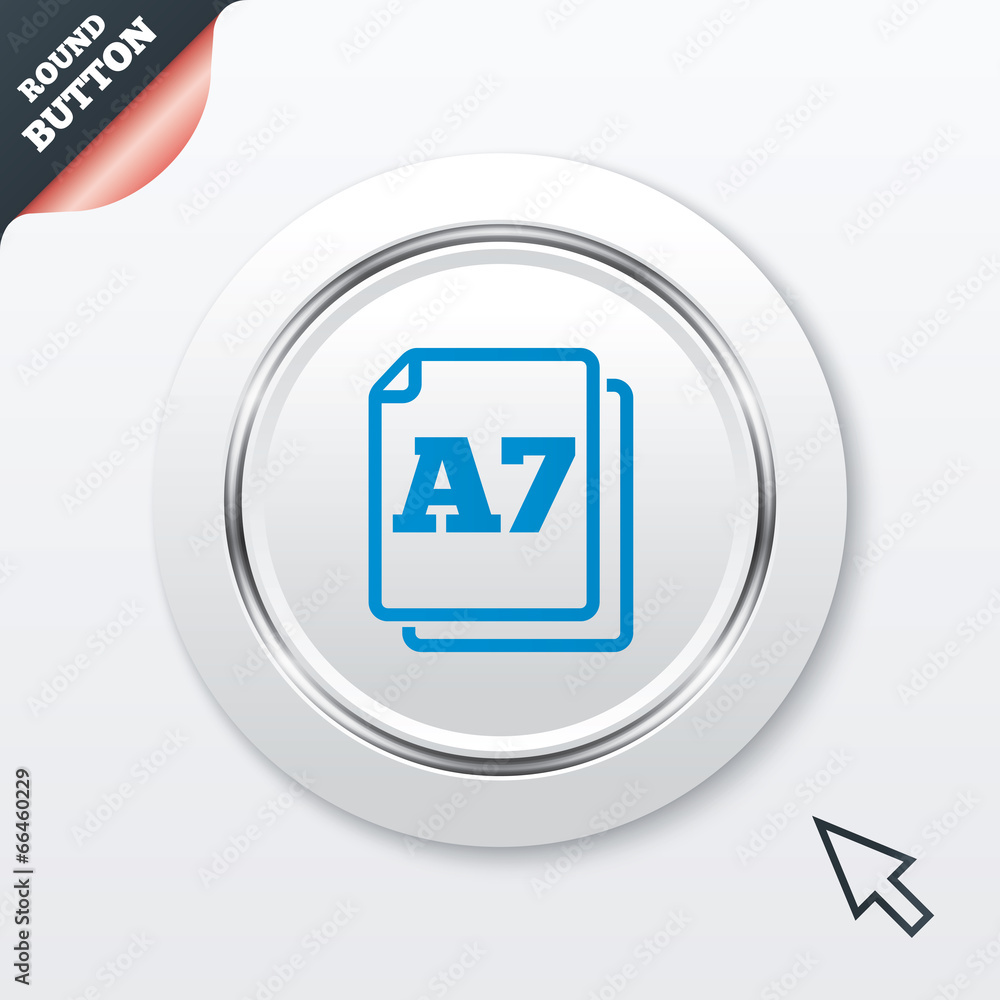 Paper size A7 standard icon. Document symbol. Paper size A7 standard icon. Document symbol.