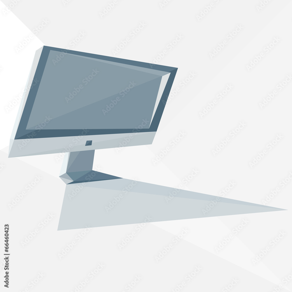 grey computer monitor by triangles, polygon vector illustration grey computer monitor by triangles, polygon vector illustration