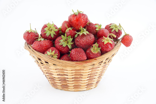 Basket of strawberries on white background