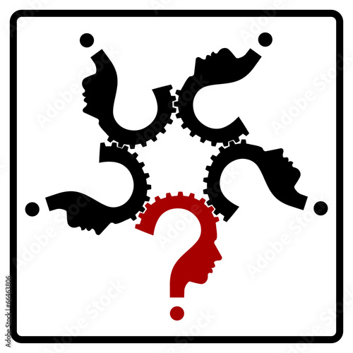question mark human head team gear symbol, vector,