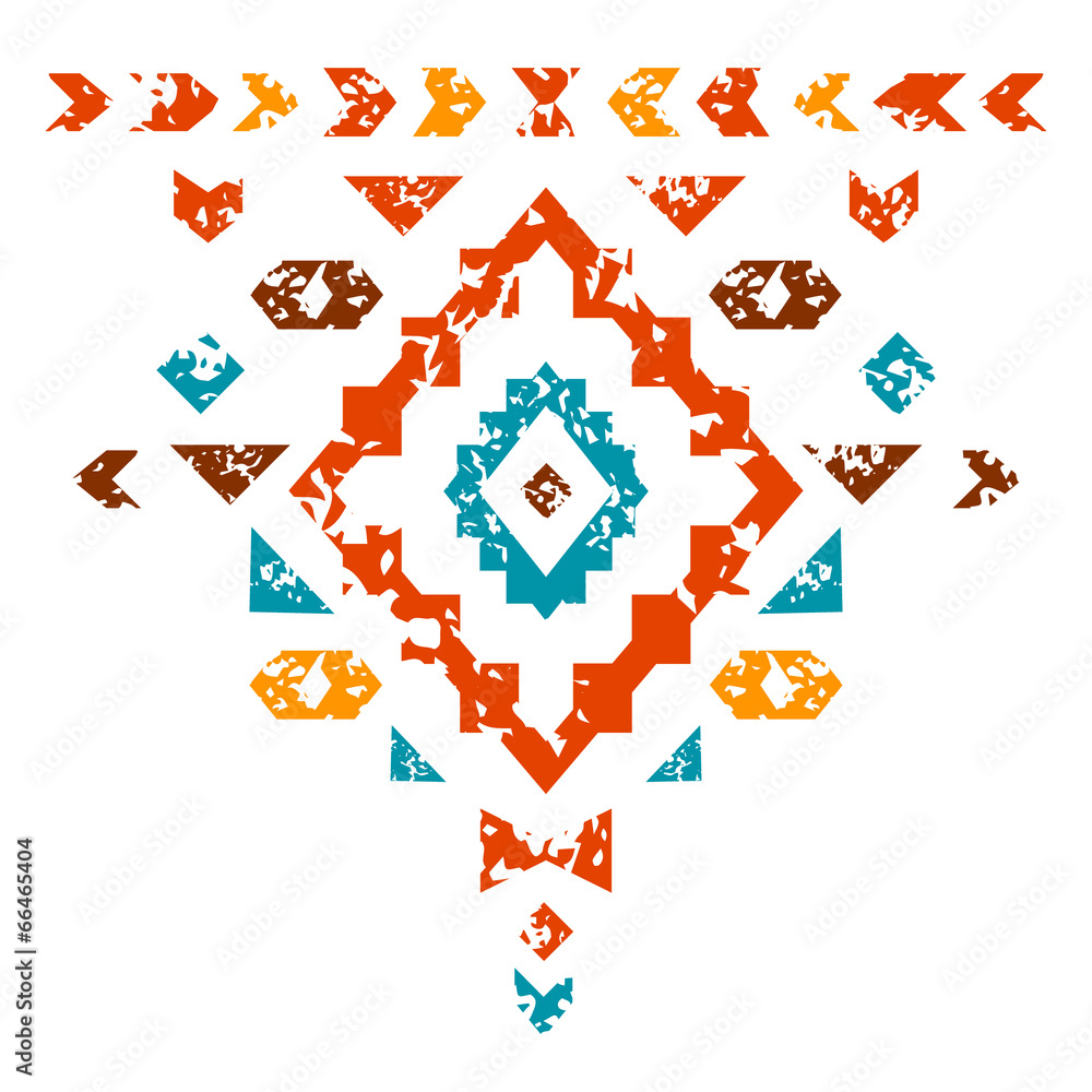 Colorful aztec ornament on white geometric ethnic illustration