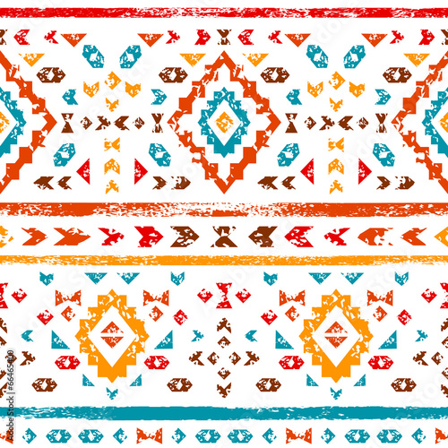 Colorful aztec ornaments geometric ethnic seamless pattern
