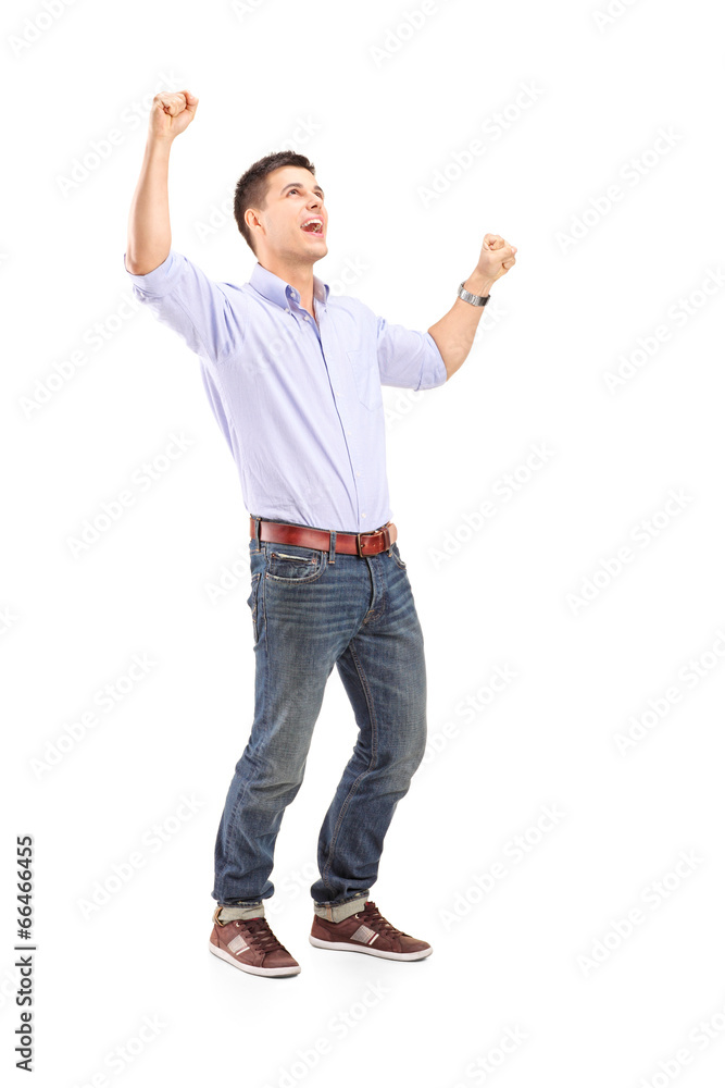 Full length portrait of an overjoyed young man Full length portrait of an overjoyed young man