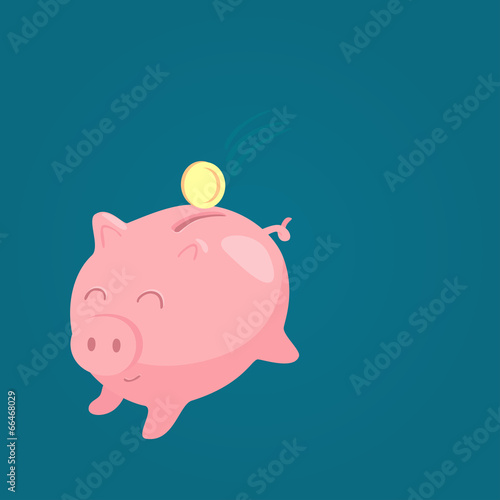 cute piggy bank and coin flat design, business
