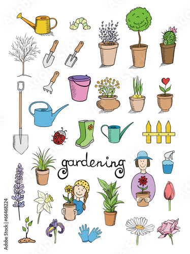 gardening color icons vector collection
