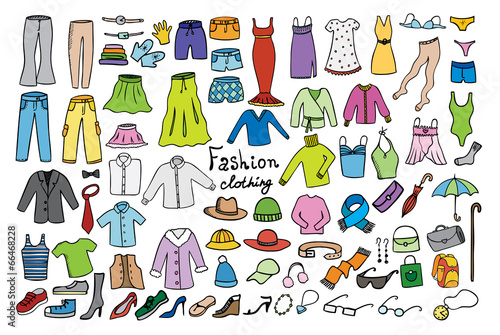 fashion and clothing color icons vector collection