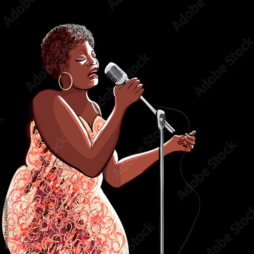jazz singer on black background