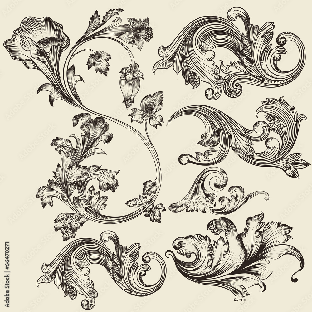 Set of vector flourishes Set of vector flourishes
