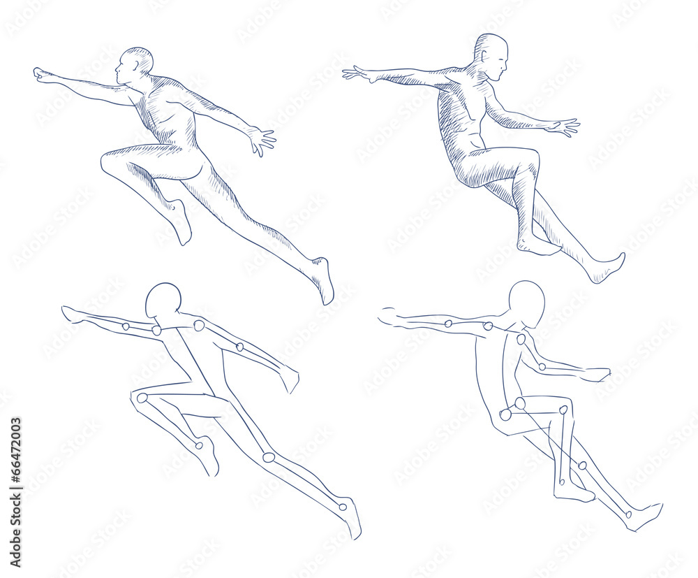 human in motion artistic sketch with shading vector
