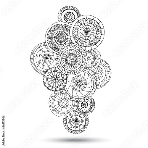 Henna Paisley Mehndi Doodles Design Element.