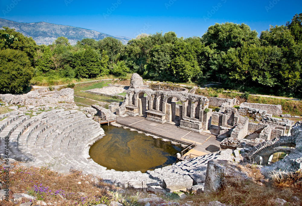 Amphitheater of the ancient Baptistery at Butrint, Albania.