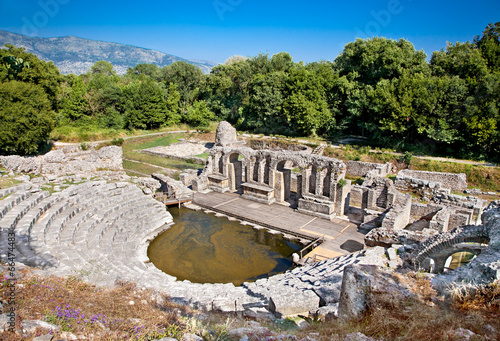 Amphitheater of the ancient Baptistery at Butrint, Albania. photo