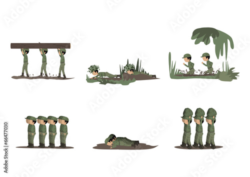 Soldiers Training - Isolated On White Background
