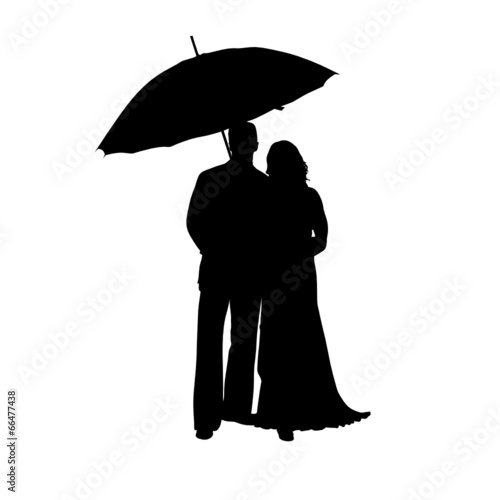 man and woman with umbrella silhouette