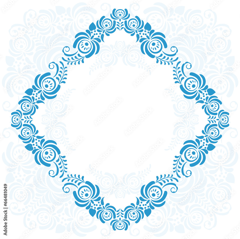 Frame of floral elements. Vector frame in gzhel style. Frame of floral elements. Vector frame in gzhel style.