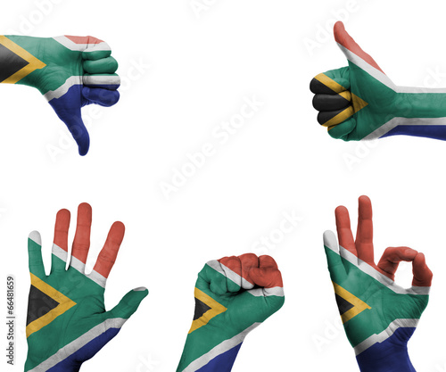 Hand set with the flag of South Africa