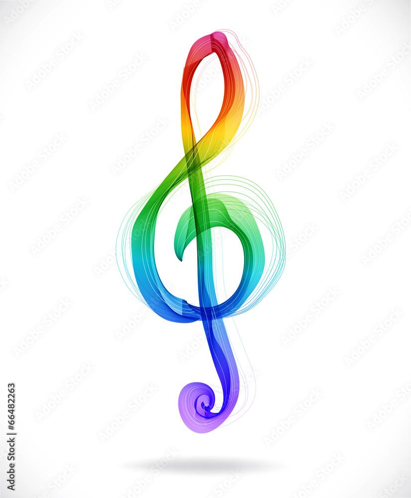 Color abstract treble clef Color abstract treble clef