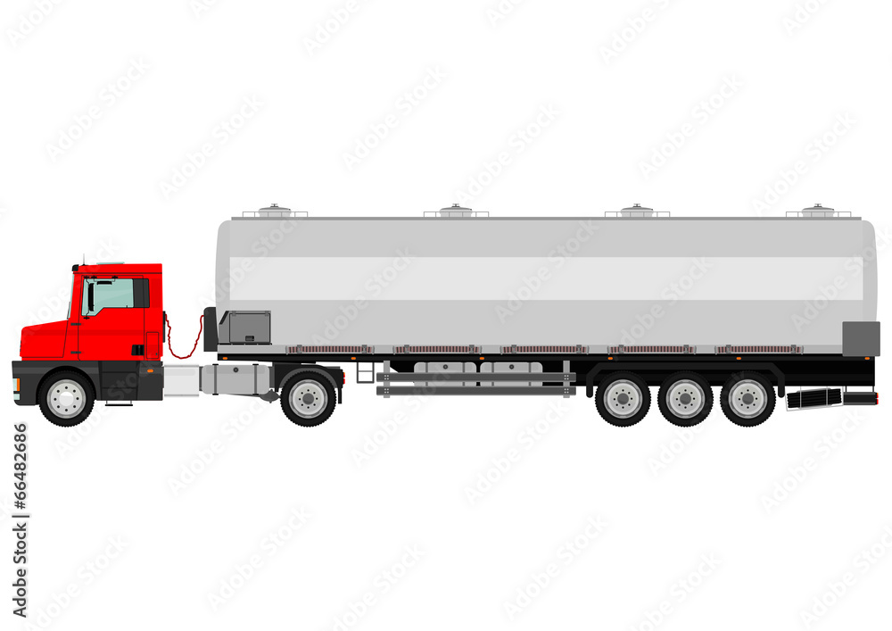 Semi truck with tank trailer. Vector. Semi truck with tank trailer. Vector.