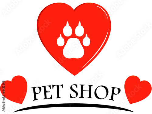 pet shop icon with hearts