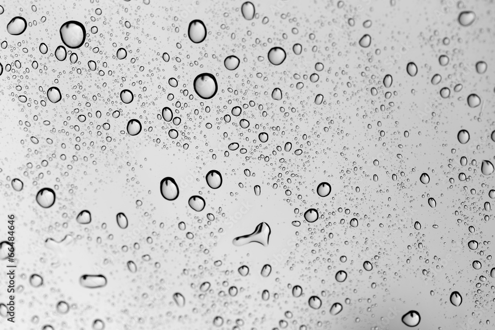 Drops of water on glass