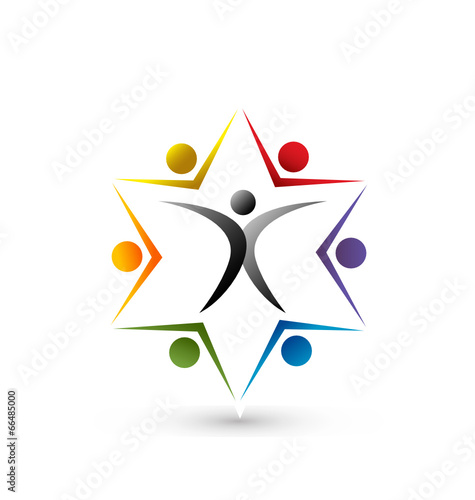 Teamwork leader union people logo vector