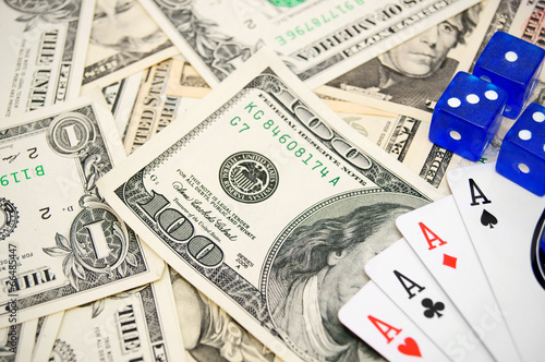 Wallpaper Mural Game cards and dices for banknotes. Torontodigital.ca