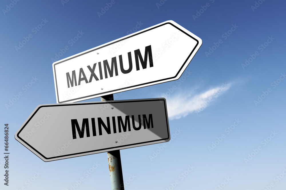Maximum and Minimum directions. Opposite traffic sign. Maximum and Minimum directions. Opposite traffic sign.