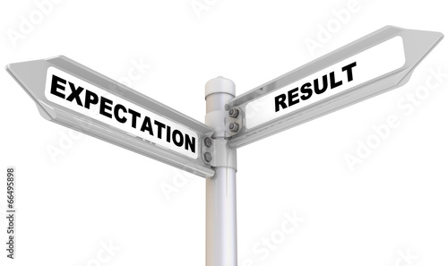 Bild auf Leinwand Expectation and result. Road sign