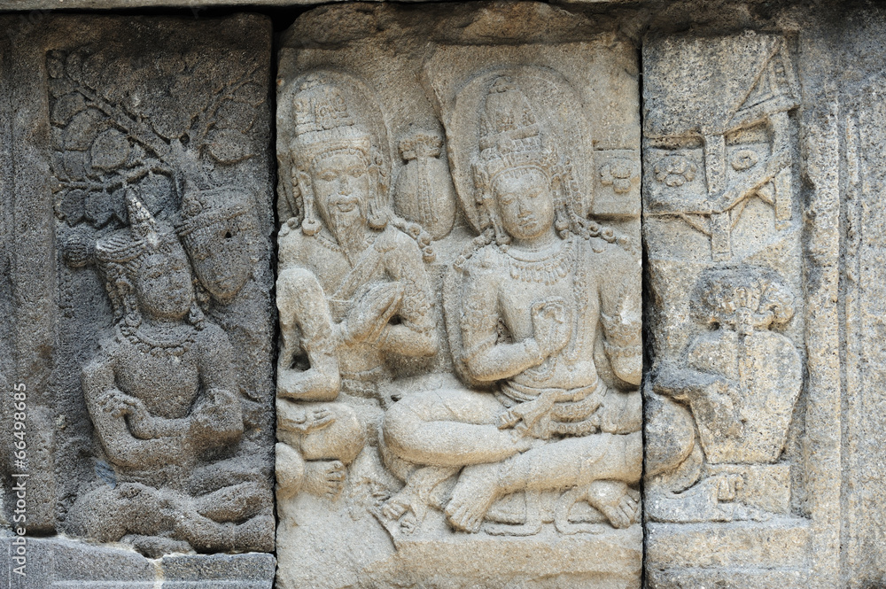 Detail of carved relief at Prambanan. Java, Indonesia Detail of carved relief at Prambanan. Java, Indonesia